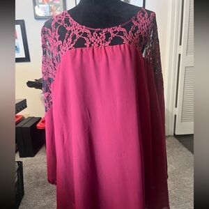 Daniel Rainn Burgundy Lace Dress